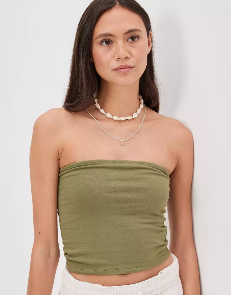 Debardeur American Eagle AE Jersey Tube Vert Olive Femme | XGL-42038114